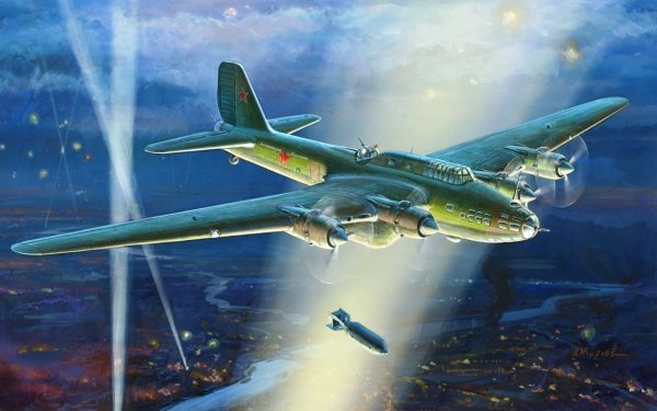 Military Petlyakov Pe-8 Bombers Air Force Aircraft Airplane HD Wallpaper | Background Image