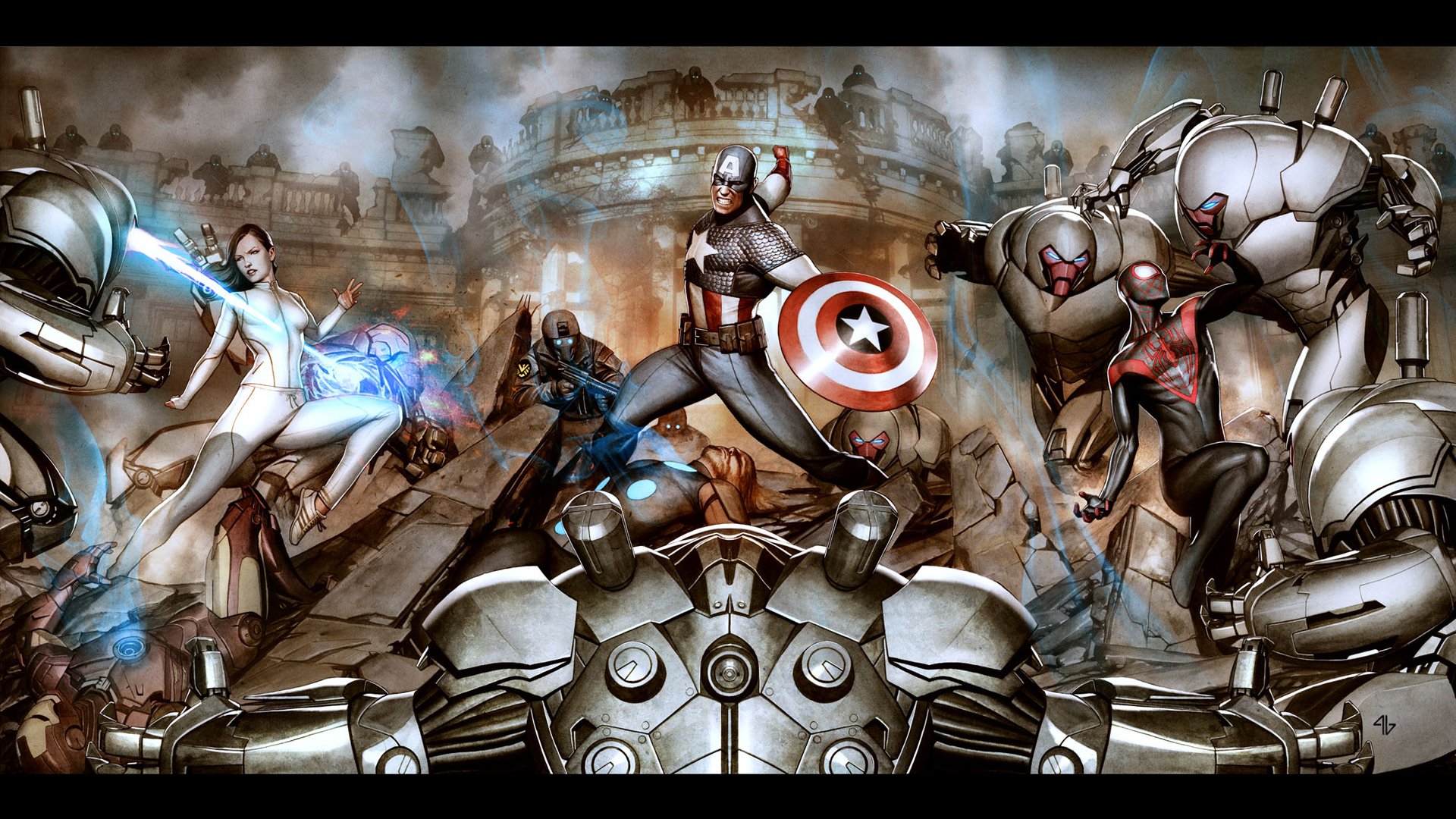 Download Spider Man Captain America Comic Divided We Fall HD Wallpaper