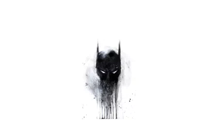 HD desktop wallpaper featuring a minimalist artistic rendition of Batman, portrayed with a smoky, abstract black and white design.