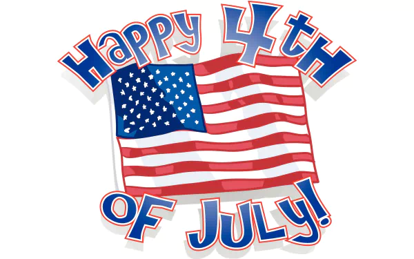 4th of July themed HD desktop wallpaper featuring the American flag and 'Happy 4th of July!' text.
