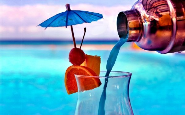 Food Cocktail Drink Turquoise Tropical Summer Glass HD Wallpaper | Background Image