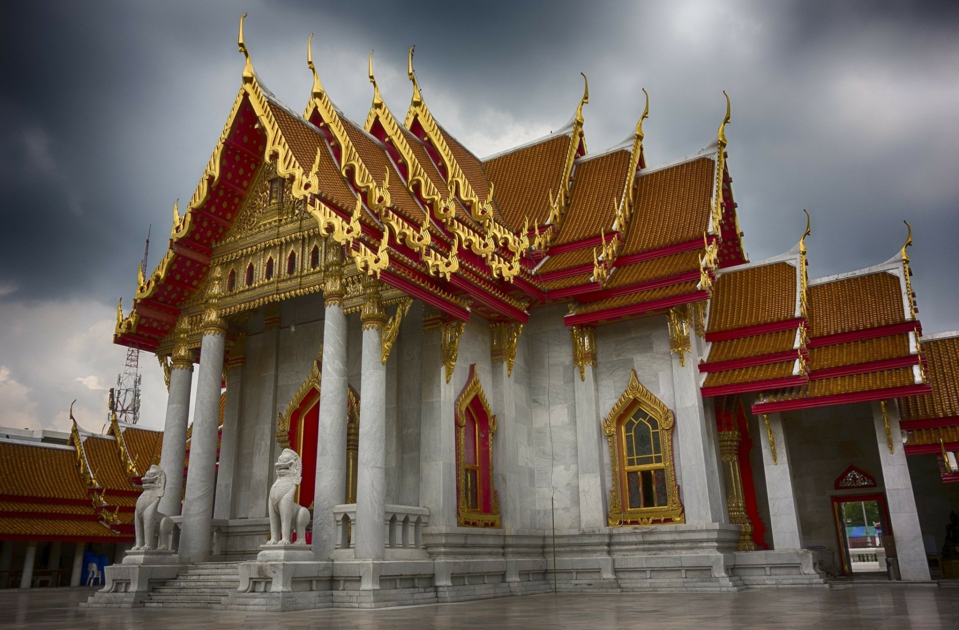Download Pagoda Temple Thailand Religious Wat Benchamabophit HD Wallpaper
