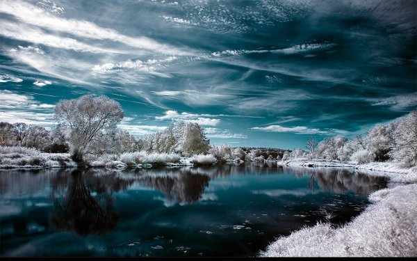 Nature Reflection Sky Water Winter HD Wallpaper | Background Image