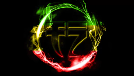 HD desktop wallpaper featuring an artistic fiery ring with vibrant green, yellow, and red flames, evoking the energy of dubstep music.