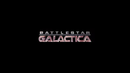 Battlestar Galactica (2003) TV show HD PC desktop wallpaper: metallic red and silver series logo centered on a black background.