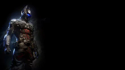 A striking HD wallpaper featuring a character from the video game Batman: Arkham Knight, showcasing a dark and futuristic design with glowing blue accents.