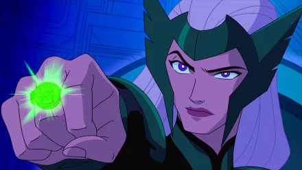 Boodikka from the Green Lantern movie Green Lantern: First Flight points a glowing green power ring at the viewer — HD PC desktop wallpaper/background.