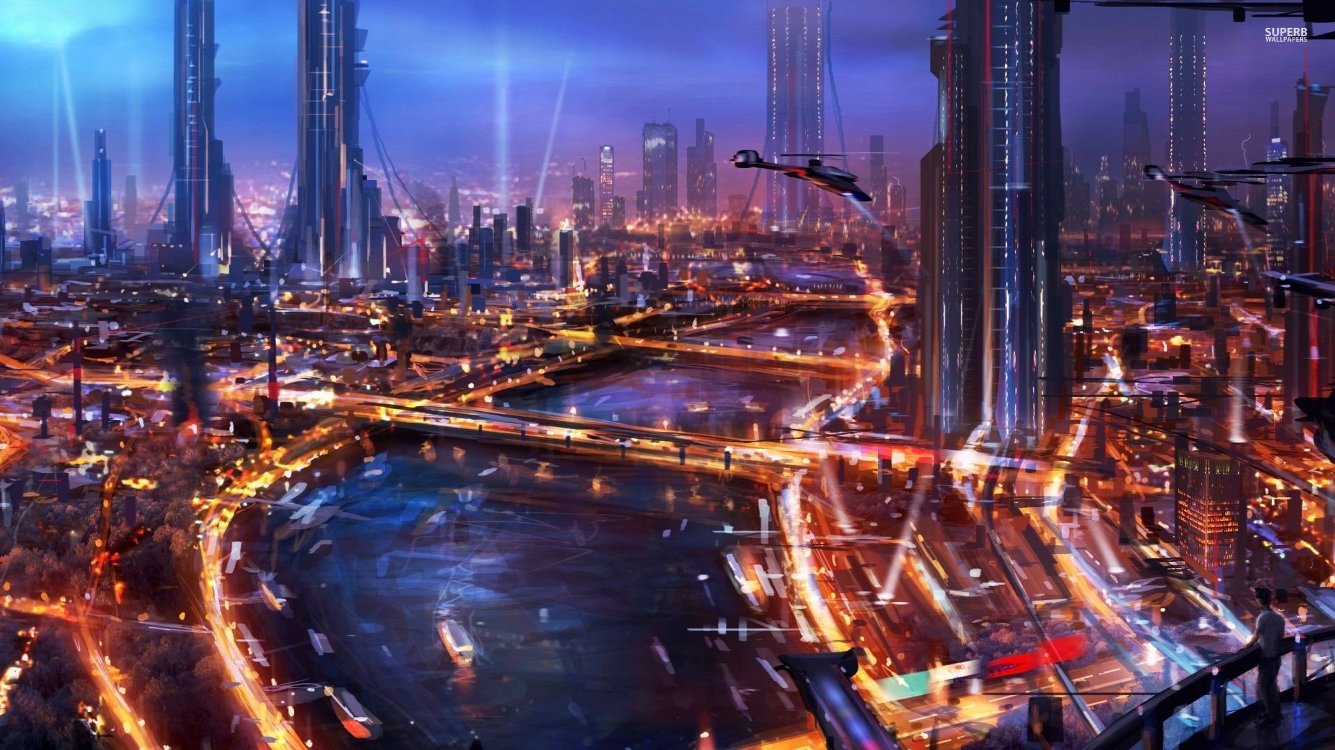 Download Sci Fi City Sci Fi City  HD Wallpaper
