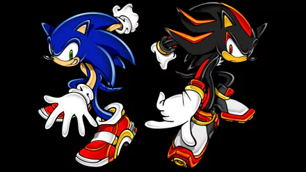 HD PC desktop wallpaper featuring Sonic the Hedgehog and Shadow the Hedgehog from the video game Sonic Adventure 2 Battle.