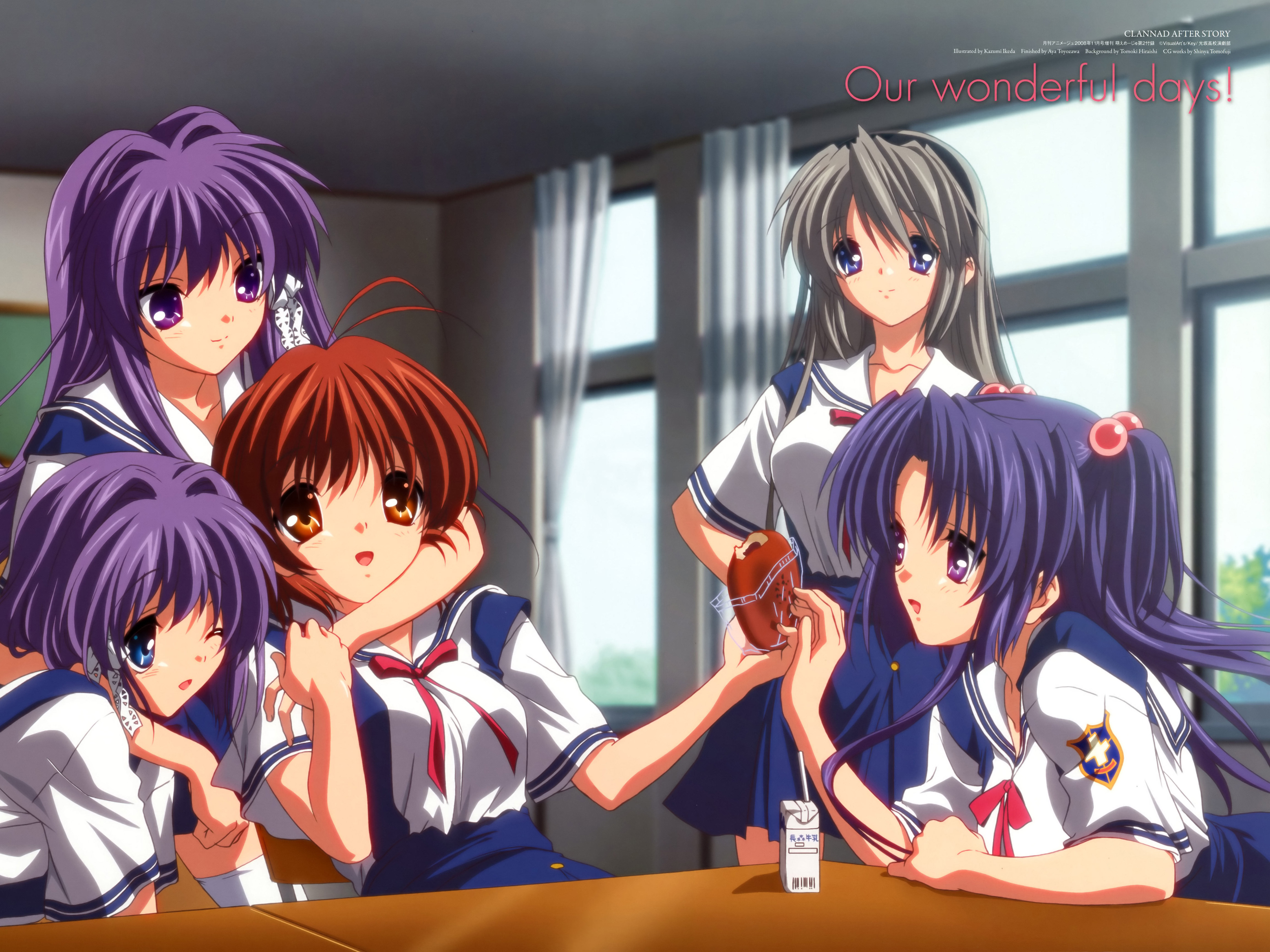 Six female anime characters, Clannad, anime, Fujibayashi Kyou, Fujibayashi  Ryou HD wallpaper