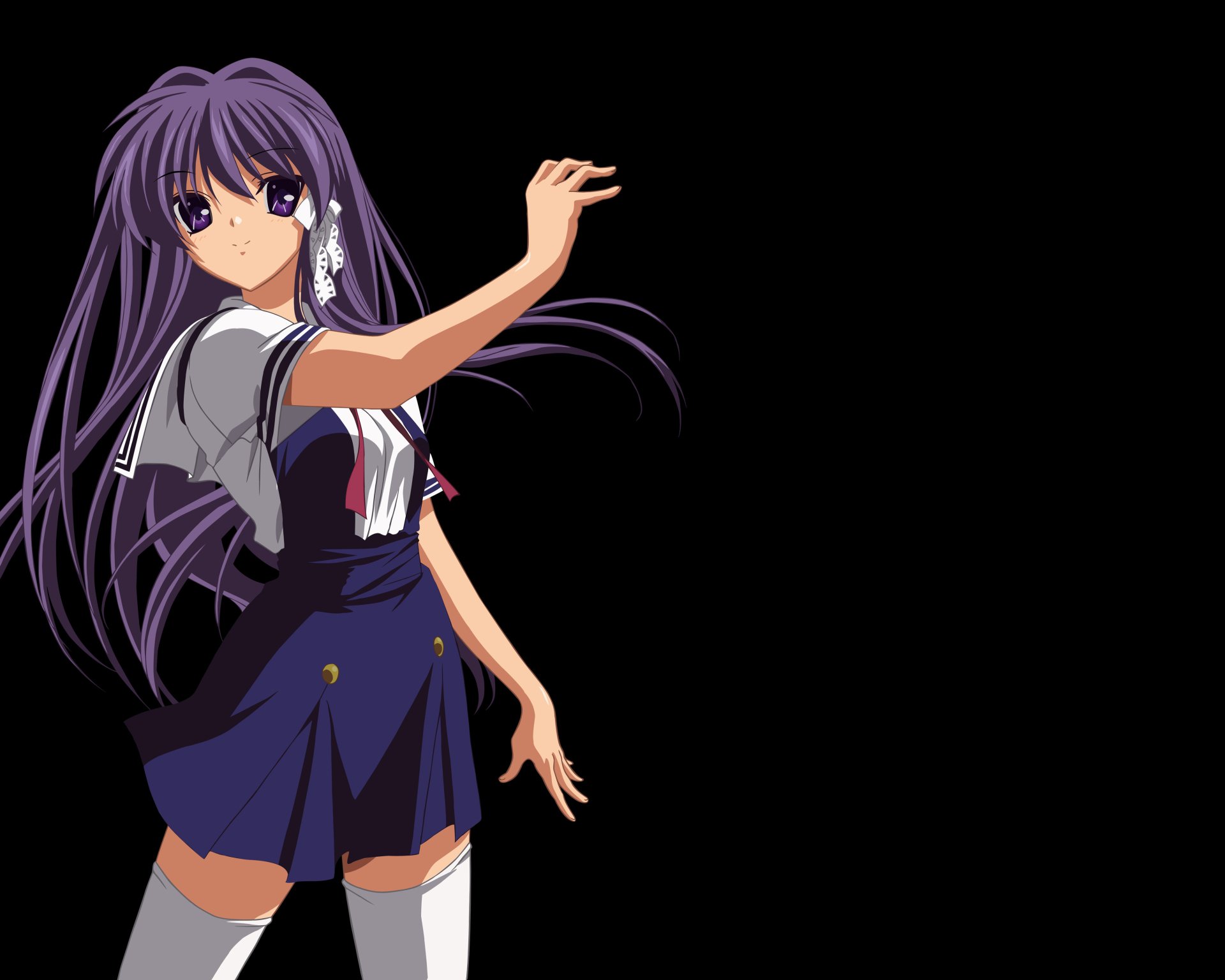 Kyou Fujibayashi from Clannad in detailed anime style, featured in a 4K Ultra HD PC desktop wallpaper with vibrant colors and sharp resolution.