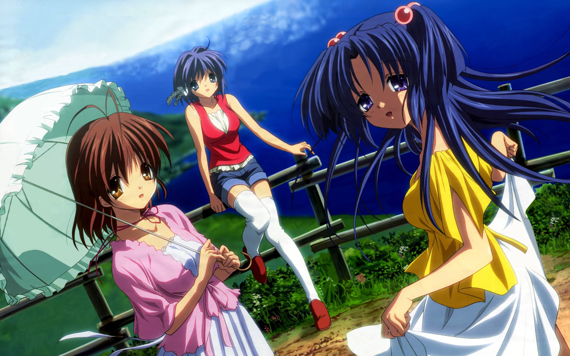 Download Kotomi Ichinose Ryou Fujibayashi Nagisa Furukawa Anime Clannad 4k Ultra HD Wallpaper