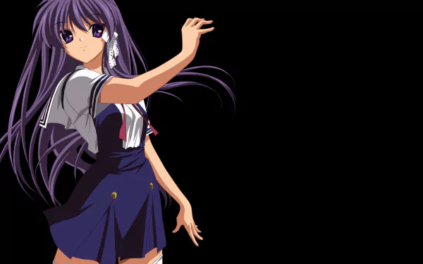 Kyou Fujibayashi from Clannad in detailed anime style, featured in a 4K Ultra HD PC desktop wallpaper with vibrant colors and sharp resolution.