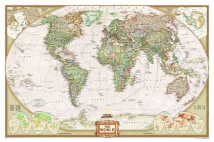 Detailed vintage-style world map with labeled countries and regions, presented in 4K Ultra HD resolution as a PC desktop wallpaper and background.