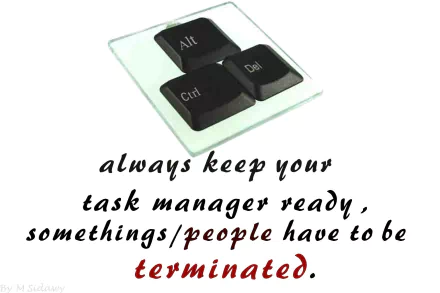 HD computer wallpaper with a funny motivational message featuring Ctrl, Alt, and Del keys, blending humor, love for Windows, and task management inspiration.