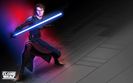 blue lightsaber Jedi Anakin Skywalker TV Show Star Wars: The Clone Wars (2008) HD Desktop Wallpaper | Background Image