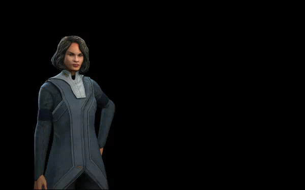 HD desktop wallpaper featuring a character from Civilization: Beyond Earth against a black background.