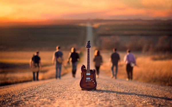 Music Guitar Road People Depth Of Field HD Wallpaper | Background Image