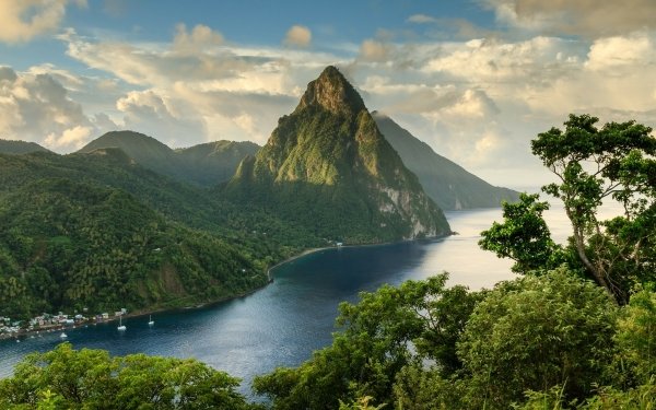Photography Mountain Mountains Soufriere Saint Lucia Volcano Tropics Landscape River HD Wallpaper | Background Image