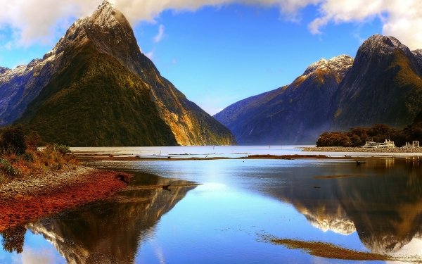 Earth Milford Sound Mountain Reflection New Zealand Fjord Mitre Peak HD Wallpaper | Background Image