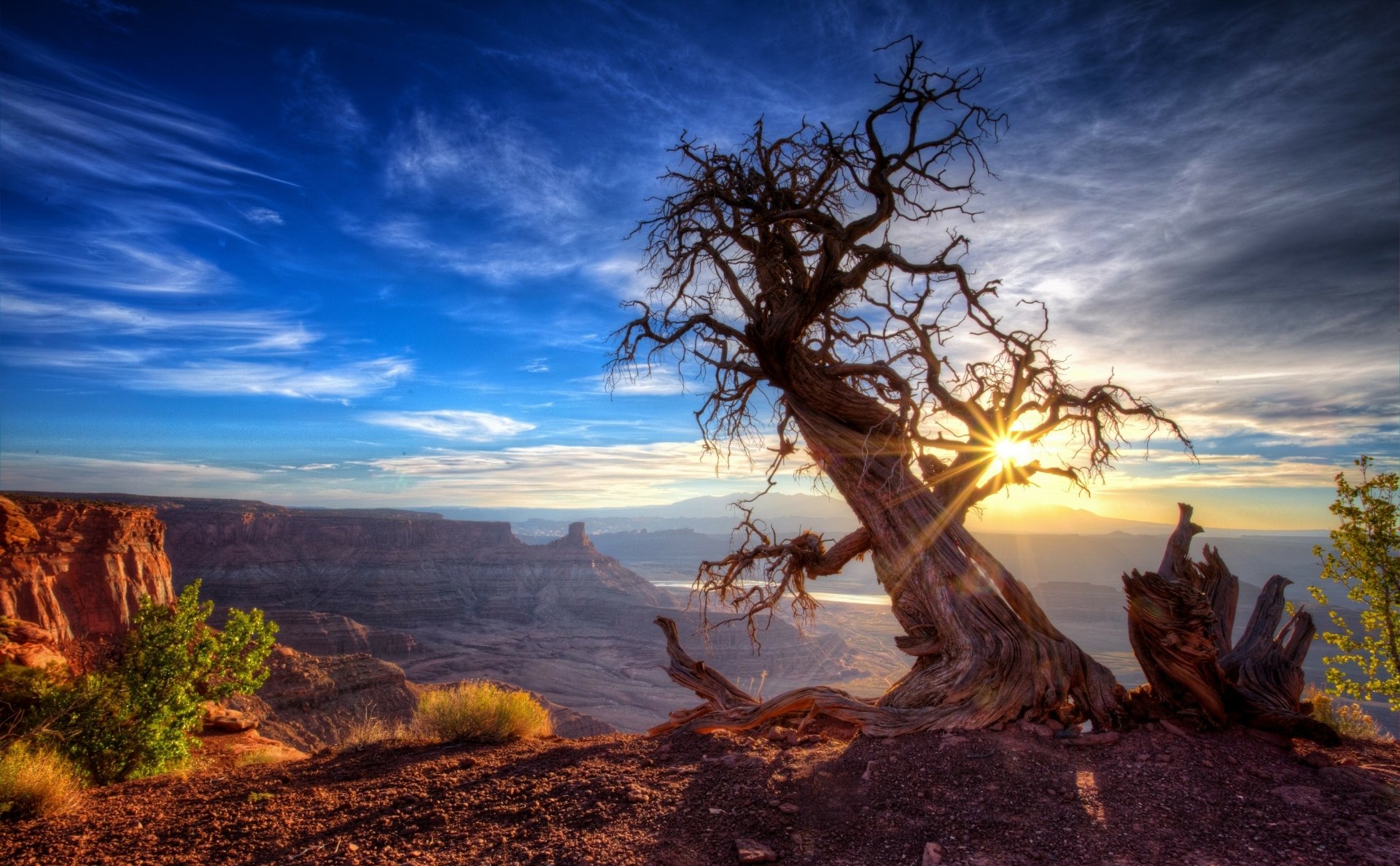 Download Colors Mountain Sky Sunset Sun Nature Tree HD Wallpaper ...
