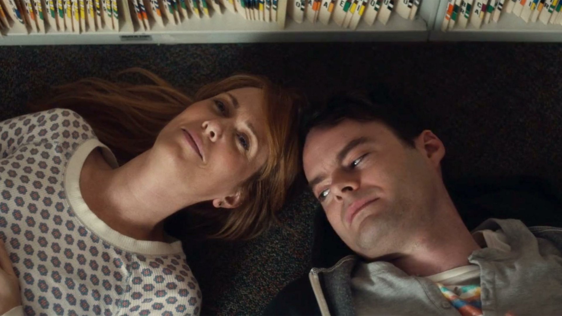 HD wallpaper featuring a scene from The Skeleton Twins with two characters lying side by side, looking contemplative.