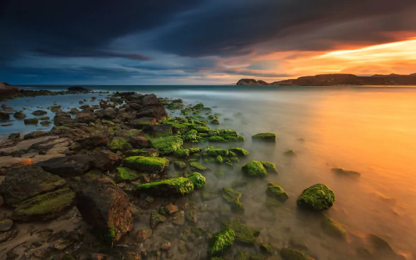 sunset nature seashore HD Desktop Wallpaper | Background Image