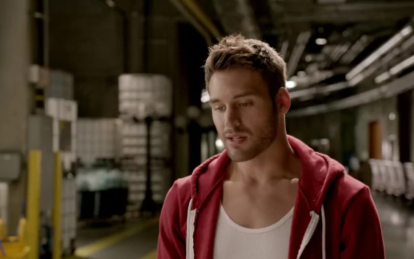Ryan Guzman as Sean in Step Up All In, featuring a scene from the movie, showcasing his intense expression in a dynamic dance setting. HD wallpaper for fans of the franchise.