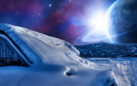 night snow Sci Fi landscape night snow HD Desktop Wallpaper | Background Image