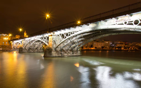 night bridge man made Puente De Isabel II HD Desktop Wallpaper | Background Image