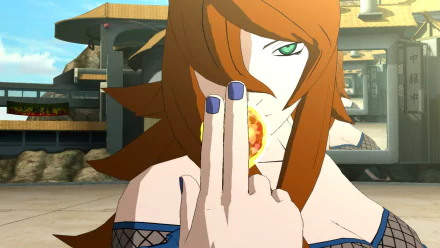 A vibrant HD wallpaper featuring Mei Terumī, the Mizukage from Naruto, showcasing her striking appearance in Naruto Shippuden: Ultimate Ninja Storm Revolution.