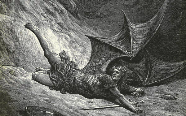 Detailed black-and-white fantasy illustration of an angel warrior battling a winged demon, rendered in high contrast as a 4K Ultra HD PC desktop wallpaper.