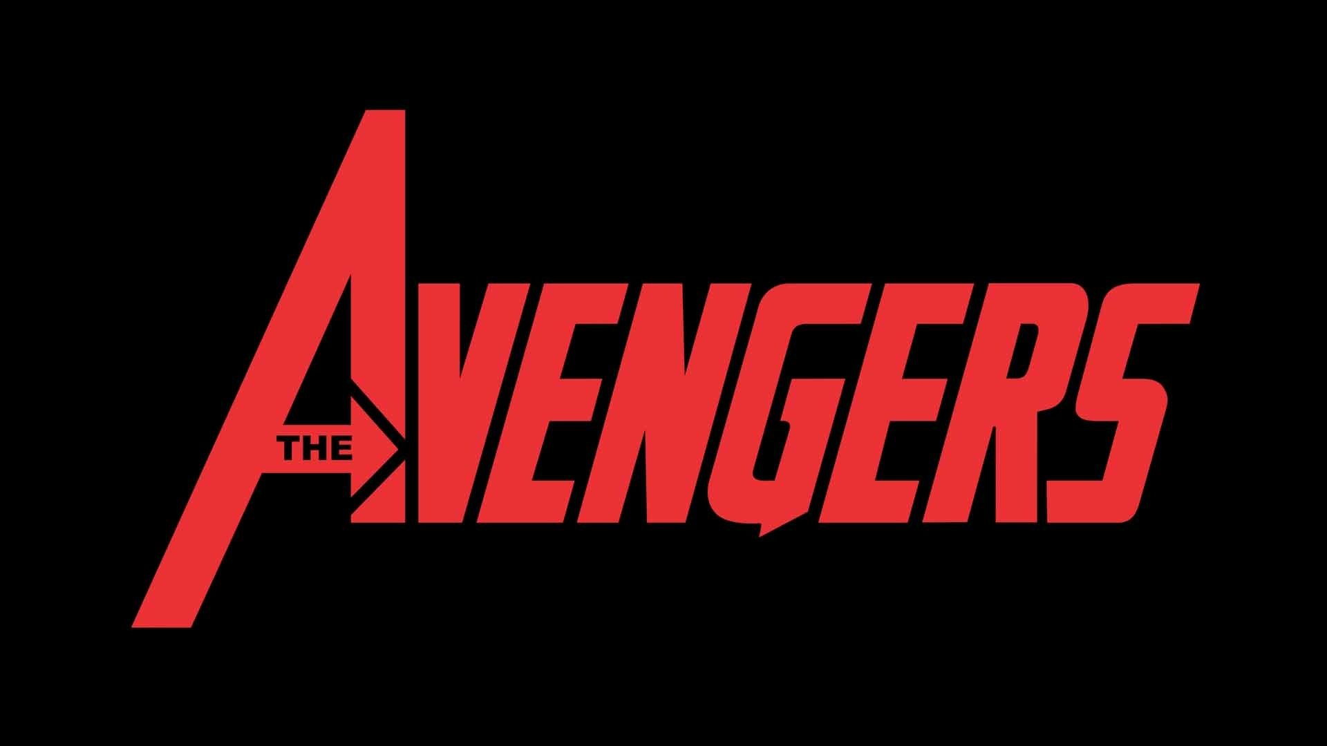 Comic-style Avengers logo in bold red on black — HD PC desktop wallpaper background.