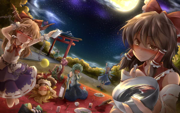 Kasen Ibaraki Youmu Konpaku Sanae Furukawa Suika Ibuki Marisa Kirisame Cirno (Touhou) Reimu Hakurei Anime Touhou HD Desktop Wallpaper | Background Image