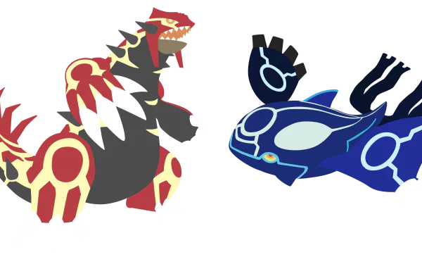 HD desktop wallpaper of Groudon and Kyogre from Pokémon Omega Ruby and Alpha Sapphire on a black background.