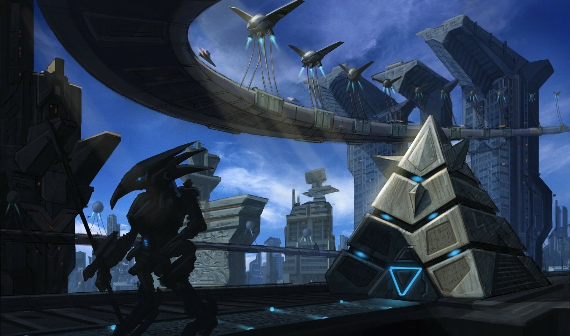 Download Robot Pyramid Sci Fi City Sci Fi City HD Wallpaper