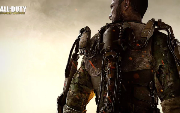 A dynamic HD wallpaper from Call of Duty: Advanced Warfare, showcasing a soldier in advanced combat gear against a dramatic backdrop.