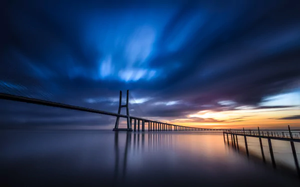 man made Vasco da Gama Bridge HD Desktop Wallpaper | Background Image