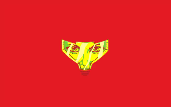 HD desktop wallpaper featuring a minimalist illustration of Samus Aran's helmet from Metroid on a red background.