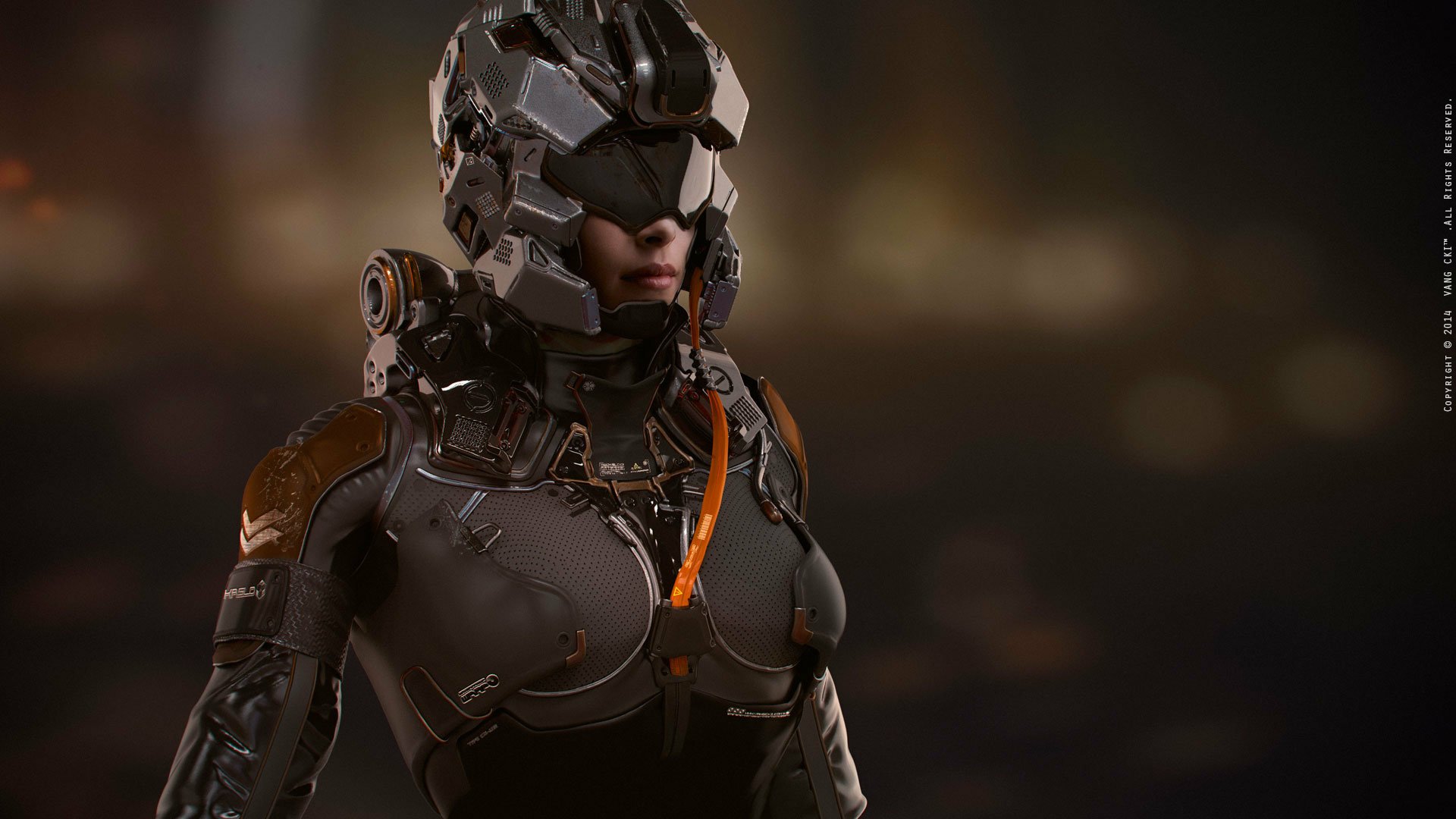 Futuristic Female Warrior: HD Sci-Fi Armor Wallpaper by Vang Cki ...