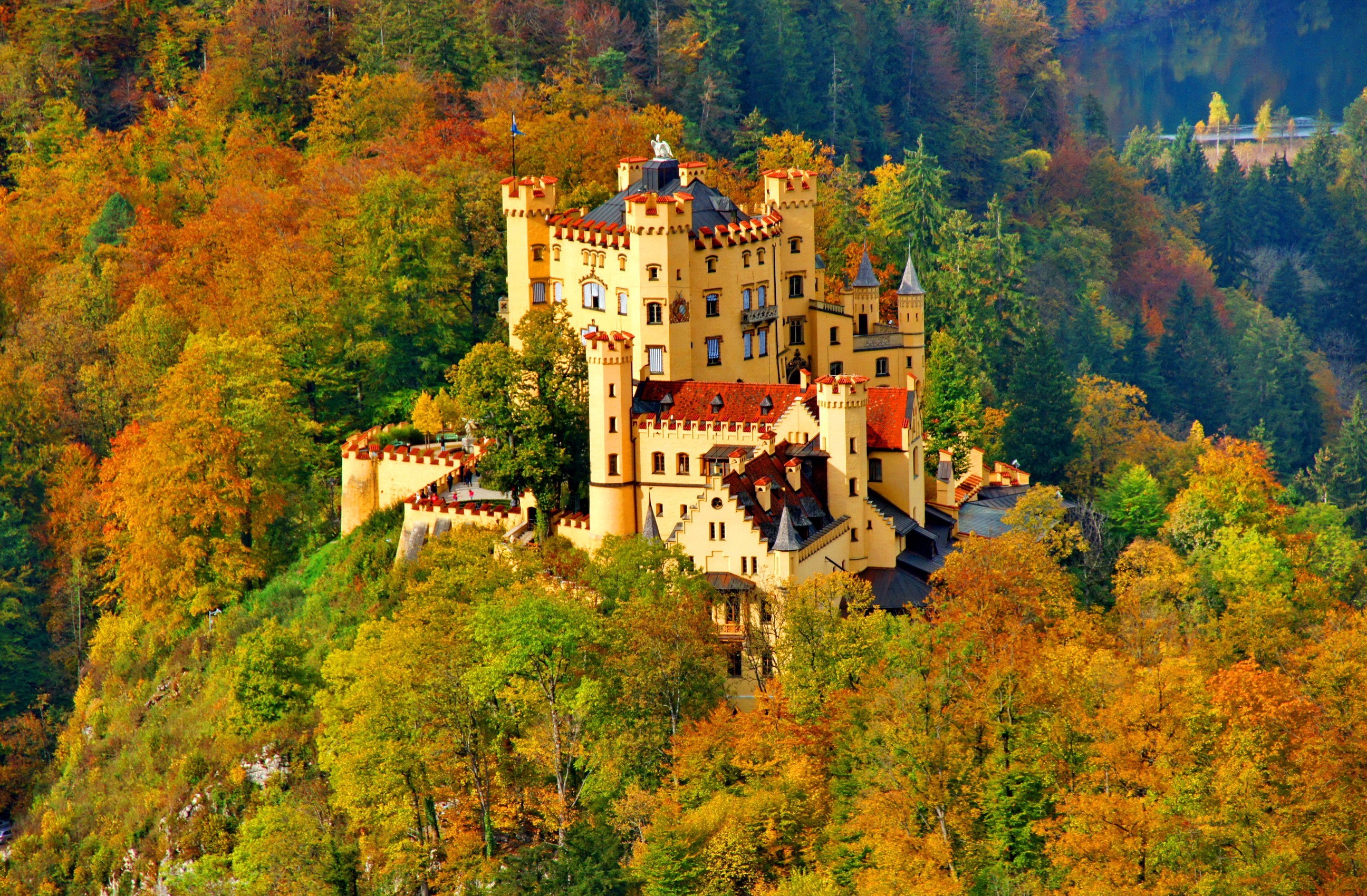 Download Fall Castle Man Made Hohenschwangau Castle HD Wallpaper