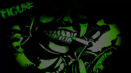 HD desktop wallpaper featuring a dark, green-tinted Beetlejuice-inspired monster DJ smoking a cigarette, blending dubstep and music themes with a gritty, intense vibe.