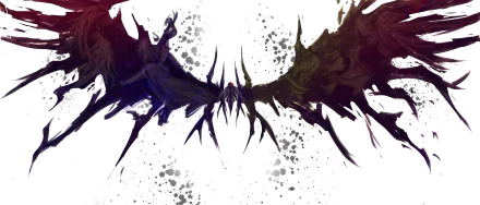 HD PC desktop wallpaper featuring Homura Akuma and Homura Akemi from the anime Puella Magi Madoka Magica with dark, abstract wings on a white splattered background.