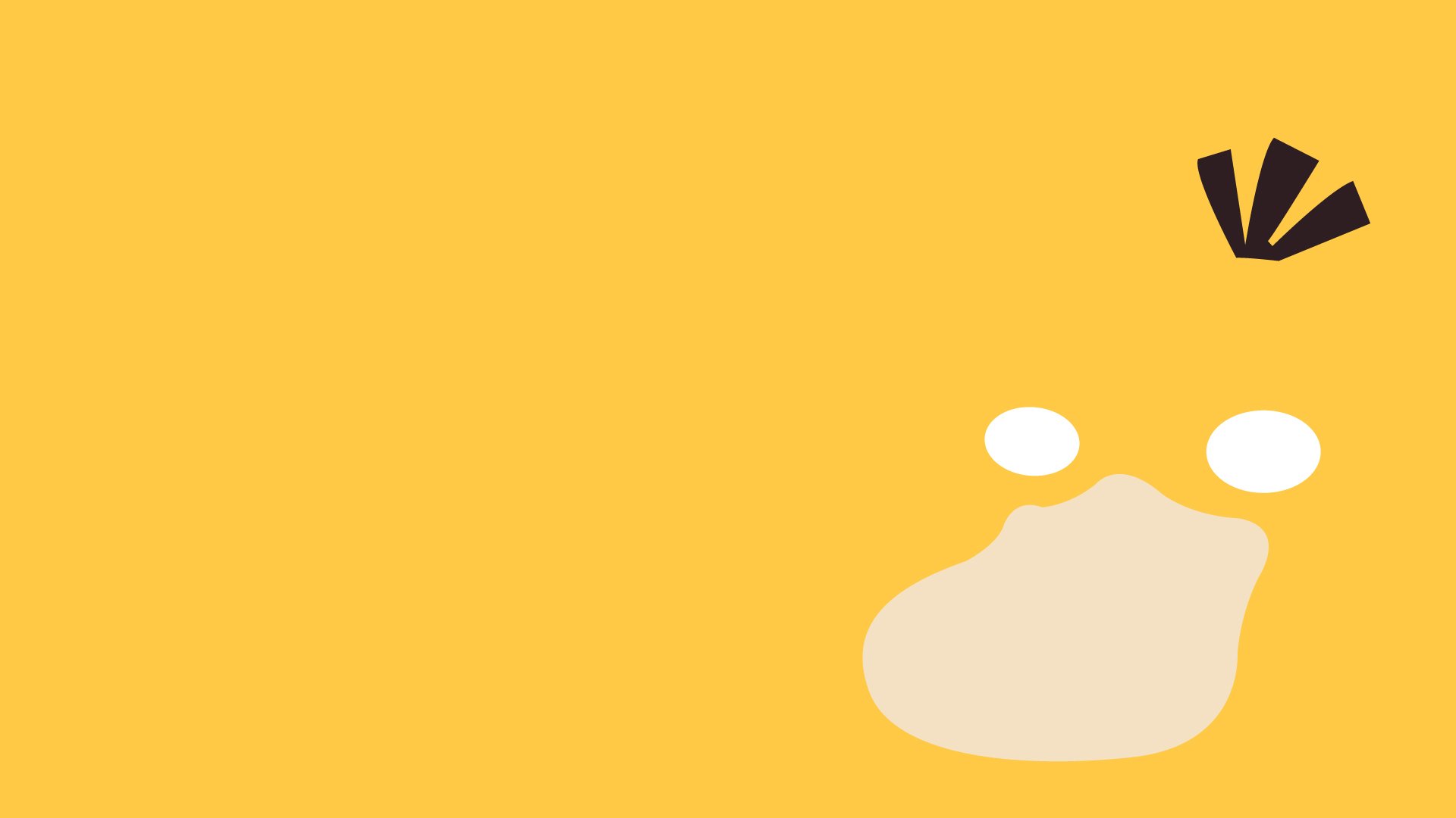 Minimalist HD PC wallpaper featuring Psyduck from Pokémon with a simple yellow background, capturing a clean and modern video game aesthetic.