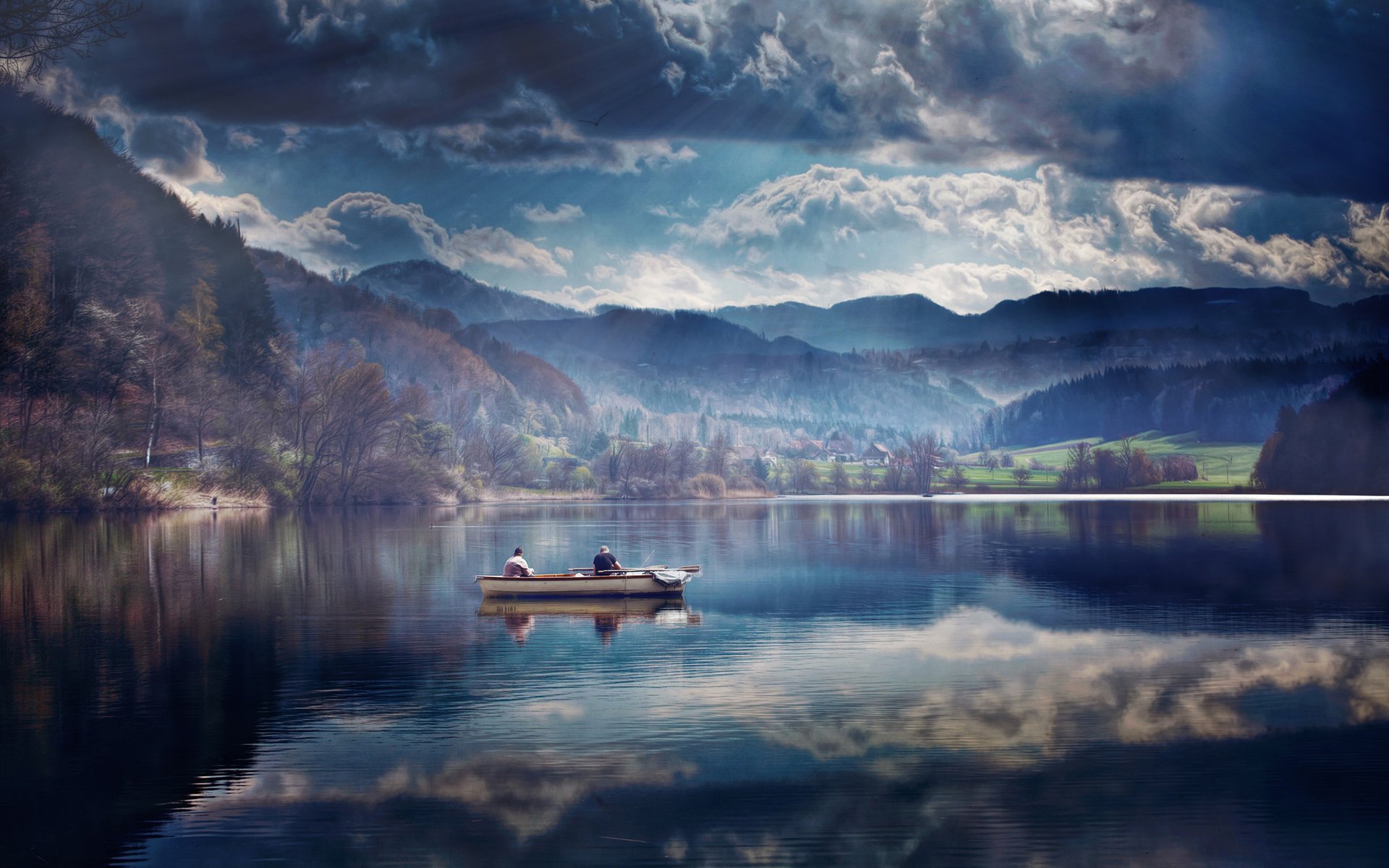 Serene Waters: A Captivating HD Wallpaper of a Boat in Scenic Landscape ...