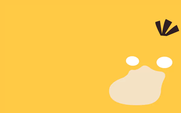 Minimalist HD PC wallpaper featuring Psyduck from Pokémon with a simple yellow background, capturing a clean and modern video game aesthetic.