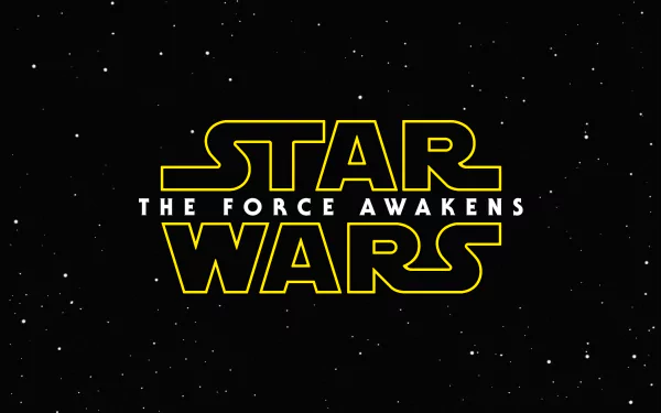 HD wallpaper featuring the iconic title logo of Star Wars Episode VII: The Force Awakens against a starry space background.