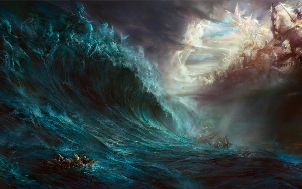Fantasy Gods Wave Water Sea HD Wallpaper | Background Image