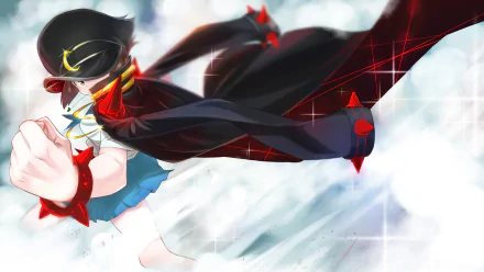 HD anime desktop wallpaper featuring Mako Mankanshoku from Kill La Kill in dynamic motion with vibrant colors and dramatic effects.