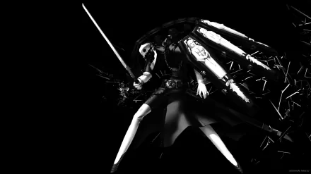 HD PC desktop wallpaper featuring Thanatos from Persona 3, showcasing the dark, striking design of this iconic Persona character in black and white.